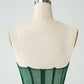 Dark Green Bodycon Strapless Corset Short Homecoming Dress Pure Color