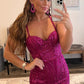 Dark Green Spaghetti Straps Asymmetrical Prom Dress Sexy Evening Dresses