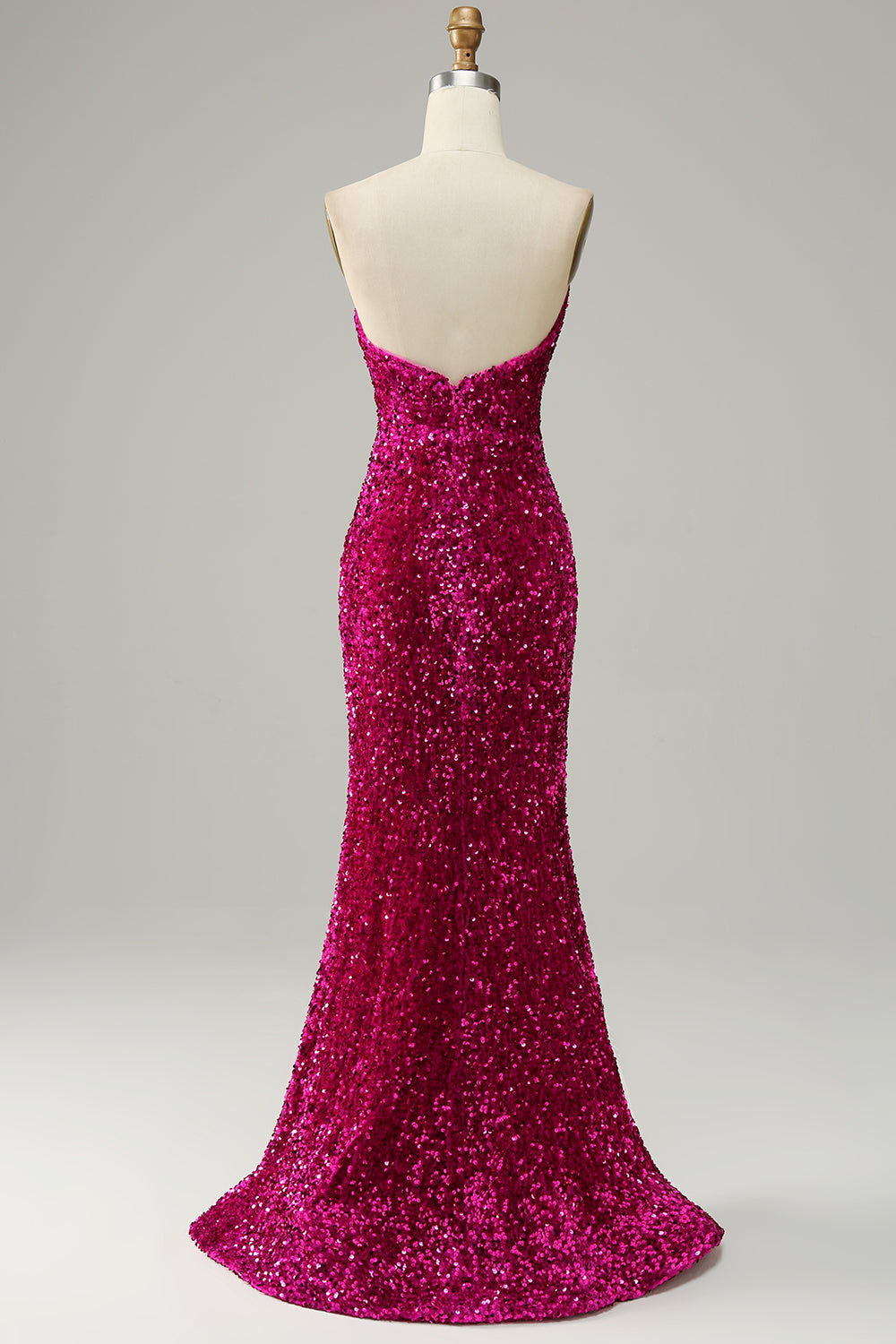 Strapless Sequin Prom Dress with Slit Sparkly Sexy