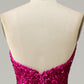 Strapless Sequin Prom Dress with Slit Sparkly Sexy