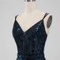 Sparkly Navy A Line Spaghetti Straps Sequins Short Homecoming Dress Sexy