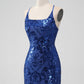 Royal Blue Bodycon Sequins Short Homecoming Dress with Lace-up Back Sparkly 