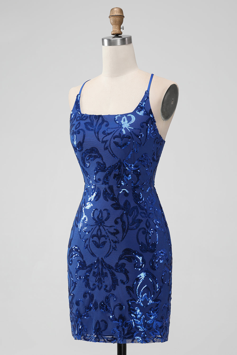 Royal Blue Bodycon Sequins Short Homecoming Dress with Lace-up Back Sparkly 