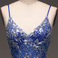 A Line Royal Blue Long Prom Dress With Appliques Sexy