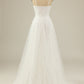 White A Line Spaghetti Straps Tulle Floor-Length Wedding Dress Sexy