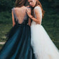 Ball Gown Evening Gown Color Block Dress Engagement Sweep / Brush Train Sleeveless V Neck Tulle V Back