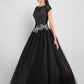 Ball Gown Little Black Dress Dress Prom Formal Evening Ankle Length Short Sleeve Jewel Neck Taffeta with Appliques