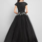 Ball Gown Little Black Dress Dress Prom Formal Evening Ankle Length Short Sleeve Jewel Neck Taffeta with Appliques