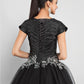 Ball Gown Little Black Dress Dress Prom Formal Evening Ankle Length Short Sleeve Jewel Neck Taffeta with Appliques