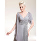 Sheath / Column Celebrity Style Dress Formal Evening Floor Length Short Sleeve V Neck Chiffon with Criss Cross