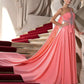 A-Line Elegant Dress Wedding Guest Court Train Sleeveless One Shoulder Chiffon with Crystals