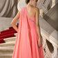 A-Line Elegant Dress Wedding Guest Court Train Sleeveless One Shoulder Chiffon with Crystals