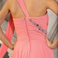 A-Line Elegant Dress Wedding Guest Court Train Sleeveless One Shoulder Chiffon with Crystals