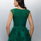 A-Line Floral Dress Wedding Guest Floor Length Short Sleeve Boat Neck Tulle Evening Dresses