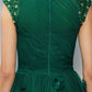A-Line Floral Dress Wedding Guest Floor Length Short Sleeve Boat Neck Tulle Evening Dresses