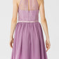 A-Line / Princess Halter Neck Knee Length Chiffon / Corded Lace Bridesmaid Dress with Sash