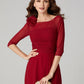 Sheath / Column Keyhole Dress Holiday Floor Length 3/4 Length Sleeve Bateau Neck Charmeuse