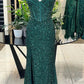 Mermaid Long Prom Dress with Slit Pure Color Sparkly 