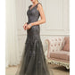 Mermaid / Trumpet Evening Gown Elegant Dress Party Wear Floor Length Sleeveless V Neck Polyester
