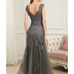 Mermaid / Trumpet Evening Gown Elegant Dress Party Wear Floor Length Sleeveless V Neck Polyester