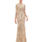 Mermaid / Trumpet Elegant Vintage Prom Formal Evening Dress Jewel Neck Long Sleeve Detachable Sequined