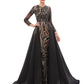 Mermaid / Trumpet Elegant Vintage Prom Formal Evening Dress Jewel Neck Long Sleeve Detachable Sequined