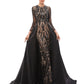 Mermaid / Trumpet Elegant Vintage Prom Formal Evening Dress Jewel Neck Long Sleeve Detachable Sequined