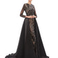 Mermaid / Trumpet Elegant Vintage Prom Formal Evening Dress Jewel Neck Long Sleeve Detachable Sequined