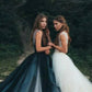 Ball Gown Evening Gown Color Block Dress Engagement Sweep / Brush Train Sleeveless V Neck Tulle V Back