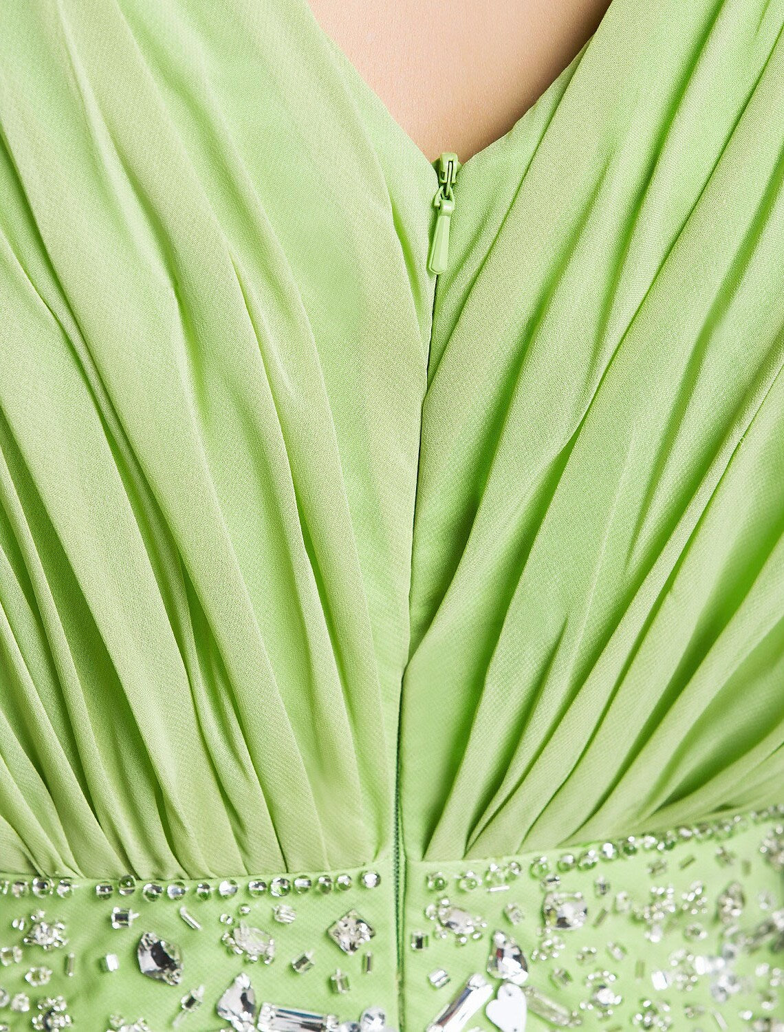 Sheath / Column Elegant Dress Wedding Guest Floor Length Long Sleeve V Neck Chiffon V Back with Crystals Side