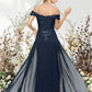 Mermaid / Trumpet Evening Gown Empire Dress Wedding Guest Floor Length Sleeveless Off Shoulder Chiffon with Beading