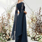 Sheath / Column Evening Gown Empire Dress Wedding Guest Floor Length Short Sleeve Jewel Neck Chiffon