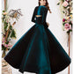 Ball Gown Evening Gown Vintage Dress Prom Ankle Length Long Sleeve Square Neck Velvet