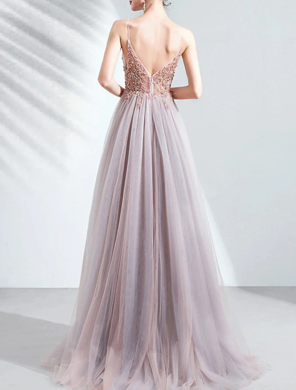 Pink dress bride wedding toast dress dinner annual meeting sling light yarn catwalk high slit Wedding Evening Dresses