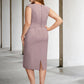 Two Piece A-Line Mother of the Bride Dresses Plus Size Hide Belly Curve Elegant Dress Formal Knee Length Short Sleeve Jewel Neck Chiffon