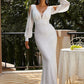 Mermaid / Trumpet Evening Gown Sexy Dress Formal Floor Length Long Sleeve V Neck Polyester
