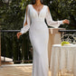 Mermaid / Trumpet Evening Gown Sexy Dress Formal Floor Length Long Sleeve V Neck Polyester