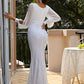 Mermaid / Trumpet Evening Gown Sexy Dress Formal Floor Length Long Sleeve V Neck Polyester