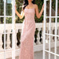Sheath / Column Evening Gown Sexy Dress Wedding Party Floor Length Sleeveless Halter Tulle with Pearls
