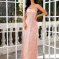 Sheath / Column Evening Gown Sexy Dress Wedding Party Floor Length Sleeveless Halter Tulle with Pearls