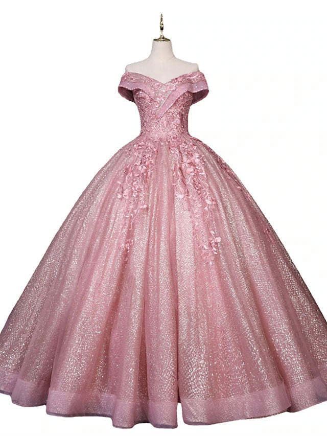 Ball Gown Quinceanera Dresses Princess Dress Performance Floor Length Sleeveless Off Shoulder Polyester