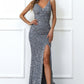 Mermaid Burgundy Sequins Prom Dress with Slit Sexy Evening Dresses Sparkly