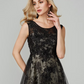 A-Line Open Back Dress Holiday Floor Length Sleeveless Jewel Neck Tulle with Appliques Evening Dresses