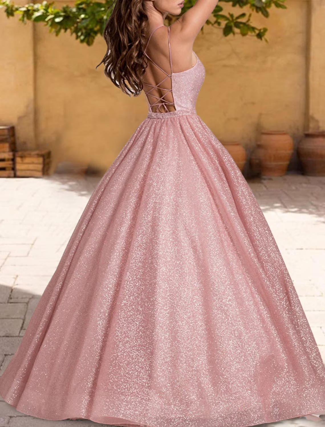 Ball Gown Quinceanera Dresses Sparkle & Shine Dress Sweet 16 Floor Length Sleeveless Spaghetti Strap Tulle with Glitter