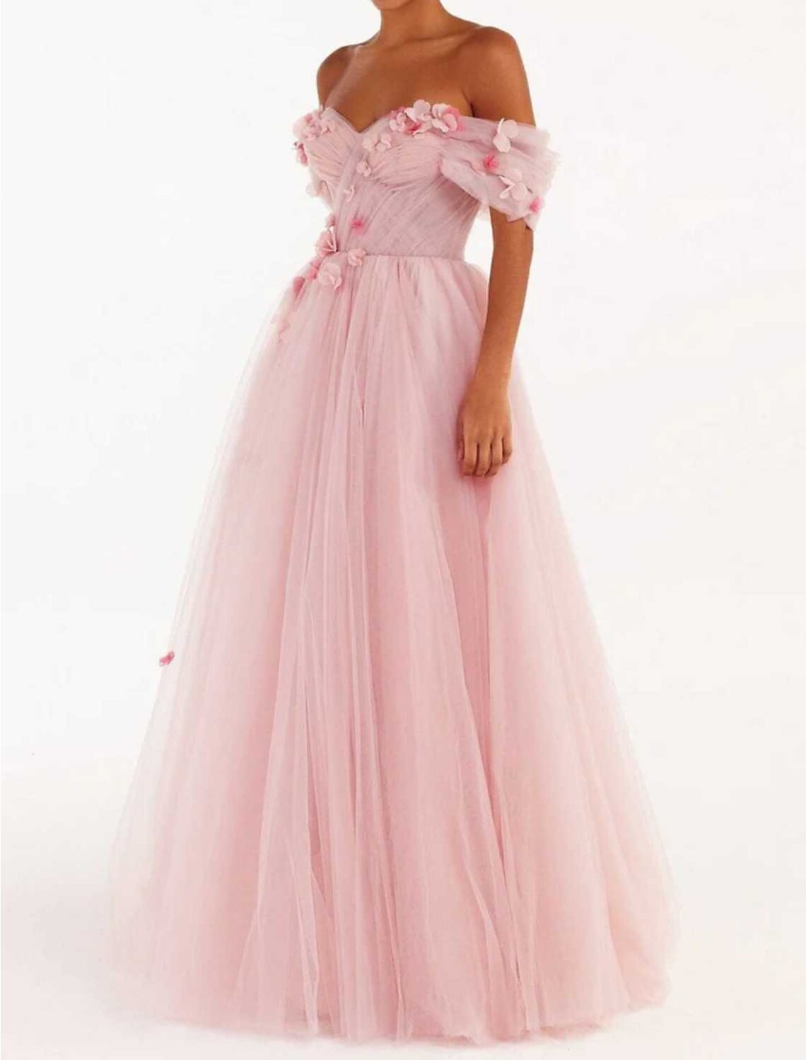 Ball Gown Sheath / Column Homecoming Dresses Floral Dress Quinceanera Floor Length Sleeveless Off Shoulder Tulle