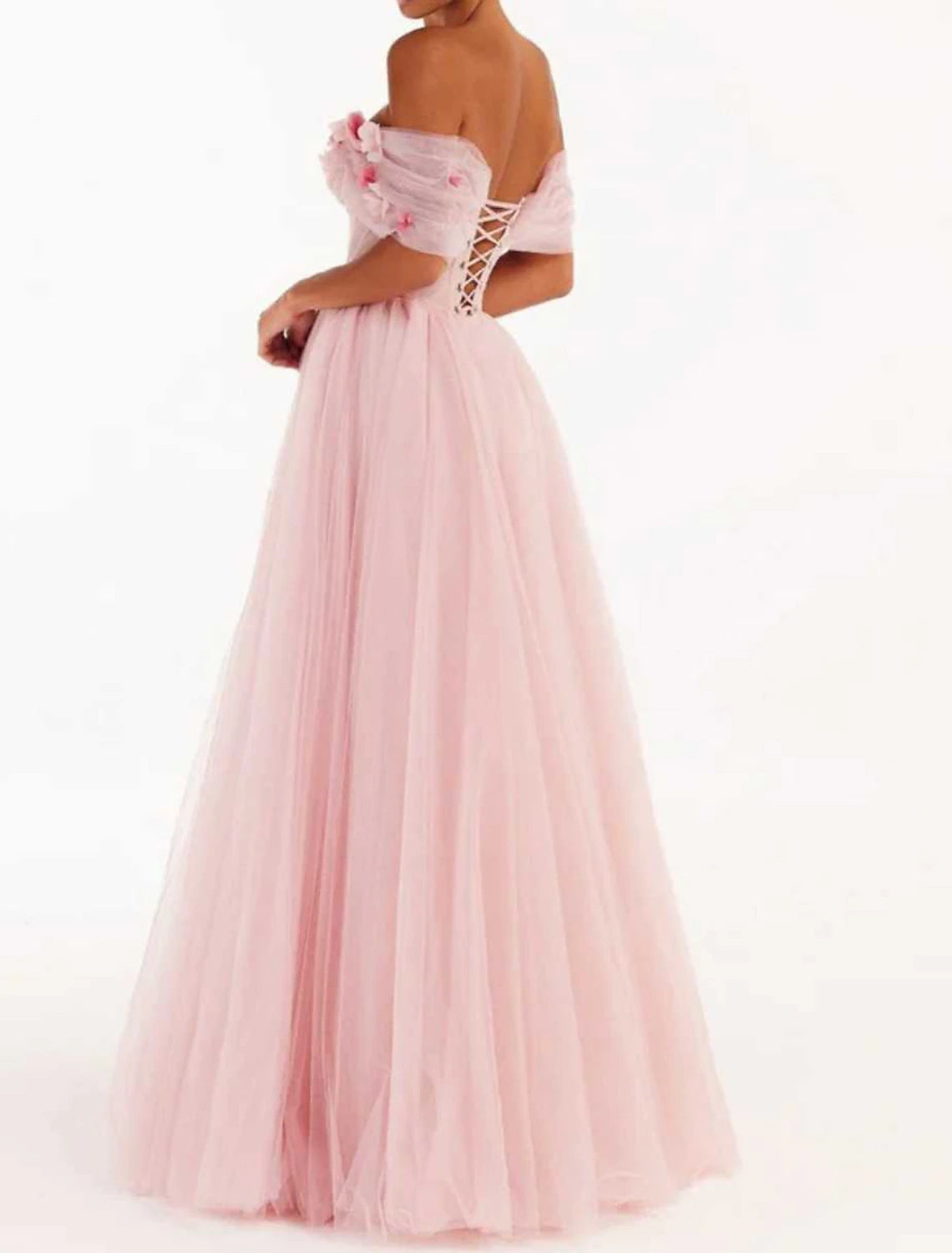 Ball Gown Sheath / Column Homecoming Dresses Floral Dress Quinceanera Floor Length Sleeveless Off Shoulder Tulle