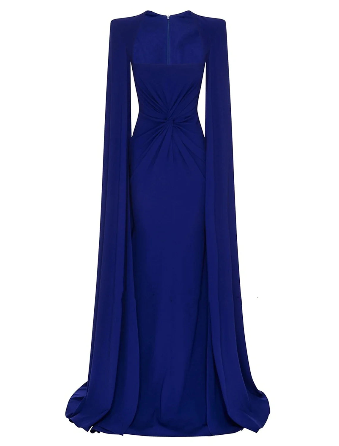 A-Line Evening Gown Elegant Cape Dress Sweep / Brush Train Sleeveless Square Neck Formal Wedding Guest Dress