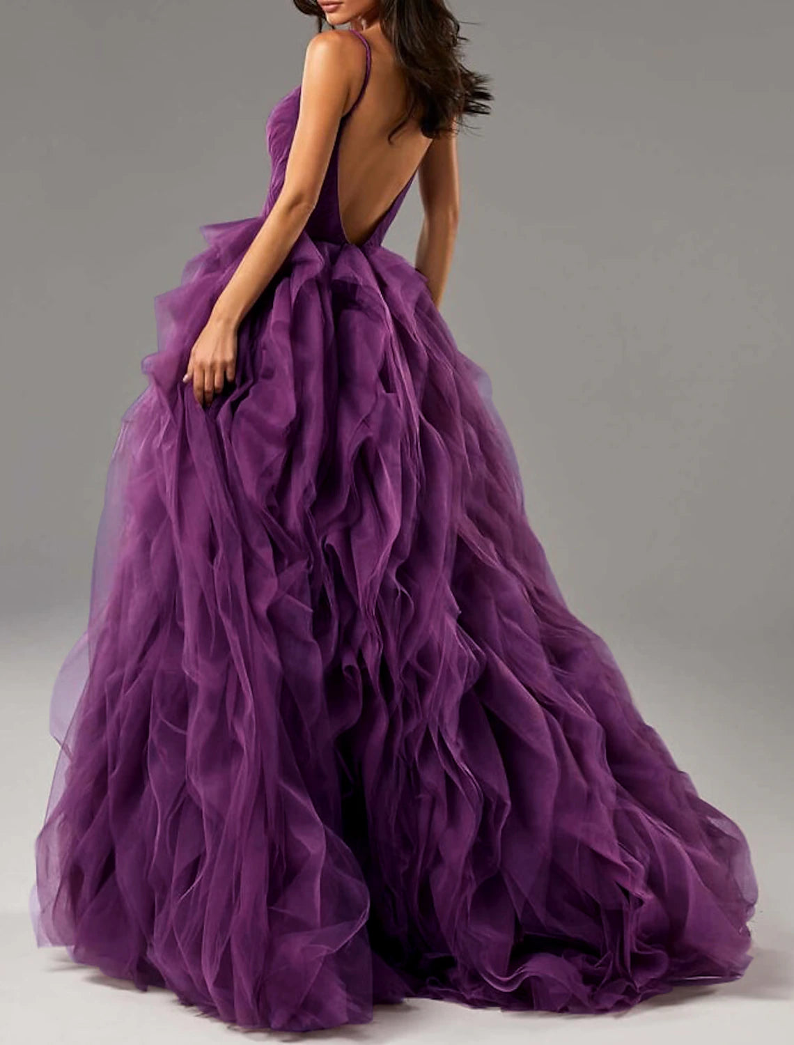Ball Gown Party Dress Beautiful Back Elegant Prom Formal Evening Dress V Neck Sleeveless Sweep / Brush Train Tulle