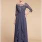 Sheath / Column Mother of the Bride Dress Wedding Guest Elegant Vintage Scoop Neck Ankle Length Chiffon Lace Half Sleeve