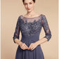 Sheath / Column Mother of the Bride Dress Wedding Guest Elegant Vintage Scoop Neck Ankle Length Chiffon Lace Half Sleeve